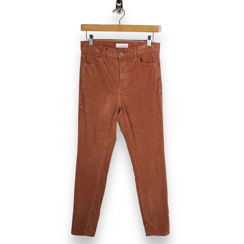 Loft High Waist Skinny Corduroy Pants, Spicy Clove, Size 4/27 - Picture 2 of 14